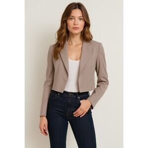 Theory Joji Cropped Open Blazer Jacket Mauve 6 Virgin Wool Elastane Formal